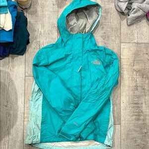 The North Face Teal Hooded Rain Jacket